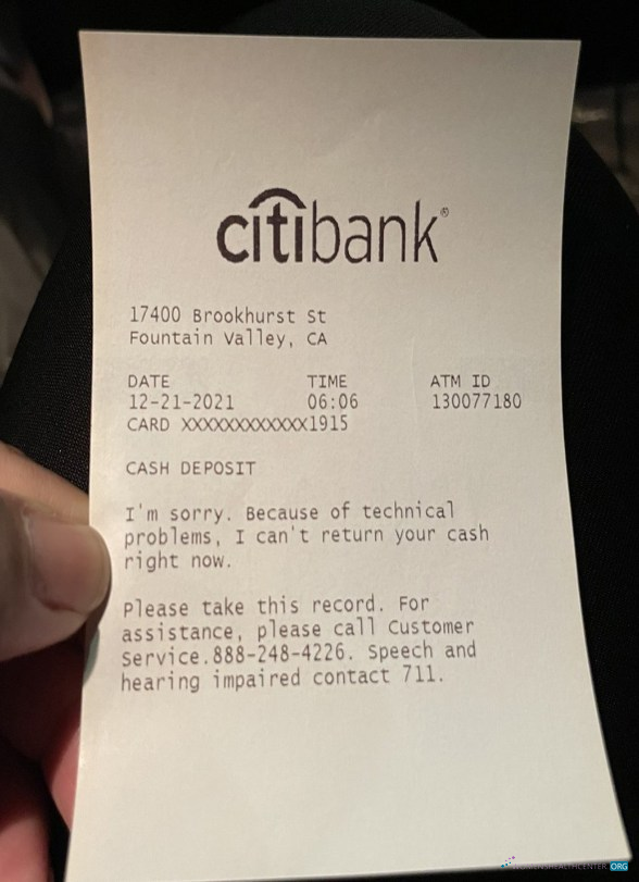 Download USA Citibank deposit receipt Photoshop template
